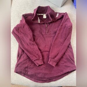 Pink by Victoria Secret Maroon Quarter-Zip Sweatshirt